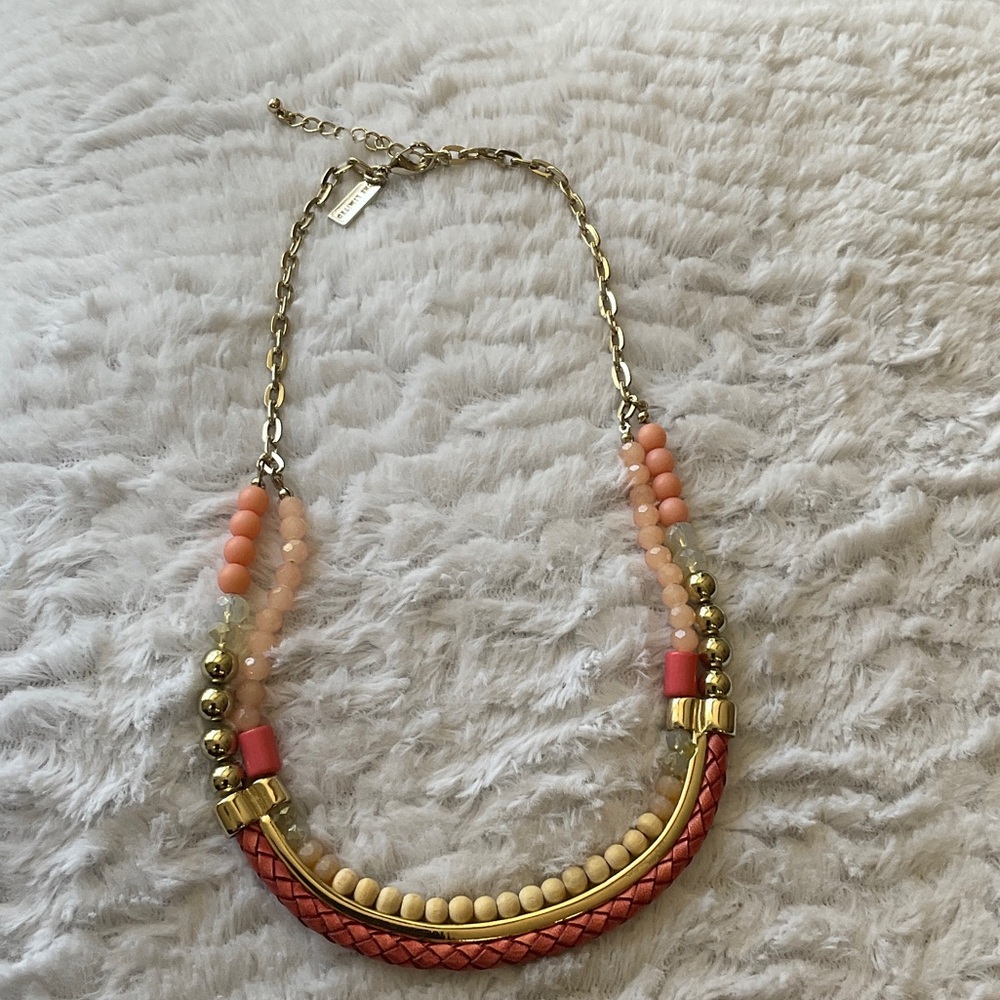 The Limited Peach, pink white and Gold Multi-Strand Neckless